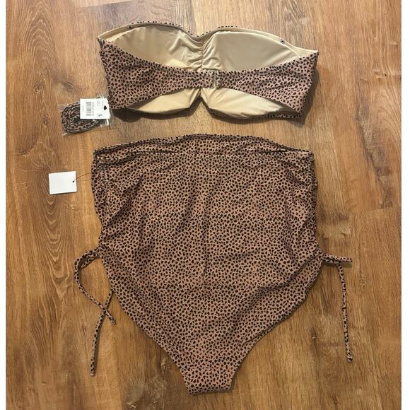NWT A Pea In The Pod Maternity Cheetah Convertible Two Piece Swimsuit Size L - Picture 6 of 7